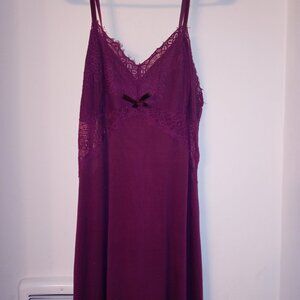 Plum Lace Bow Front Cami Nightdress Long Sleepwear 💜